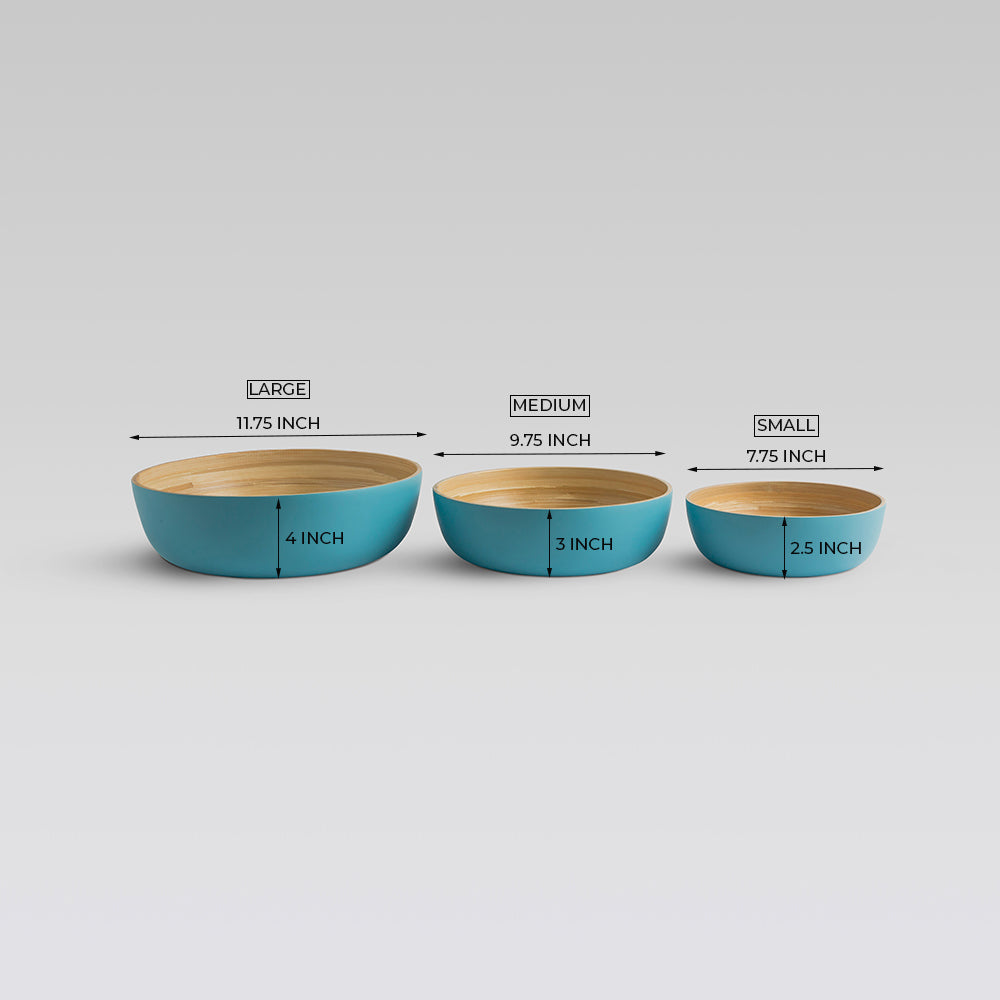 Shekaina Bamboo Bowls Blue set of 3