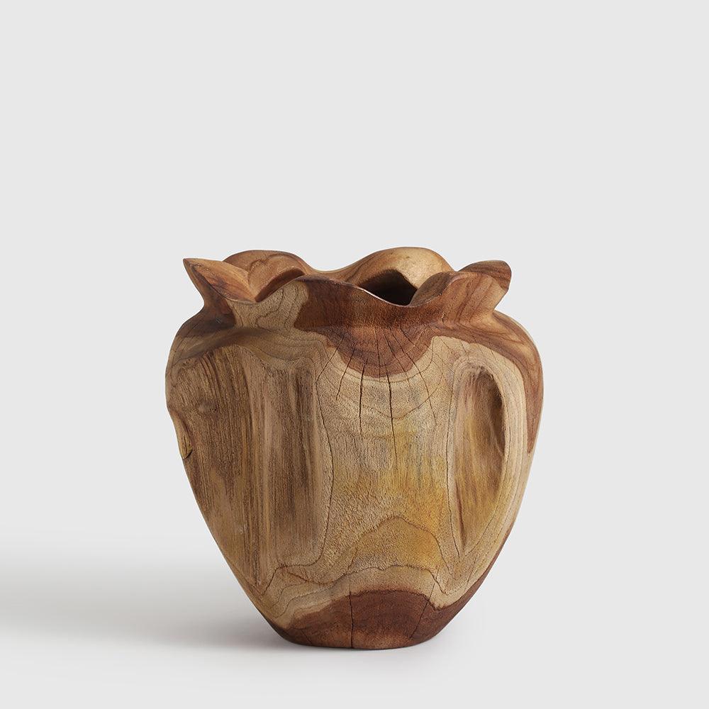 Heart Teak Wood Vase