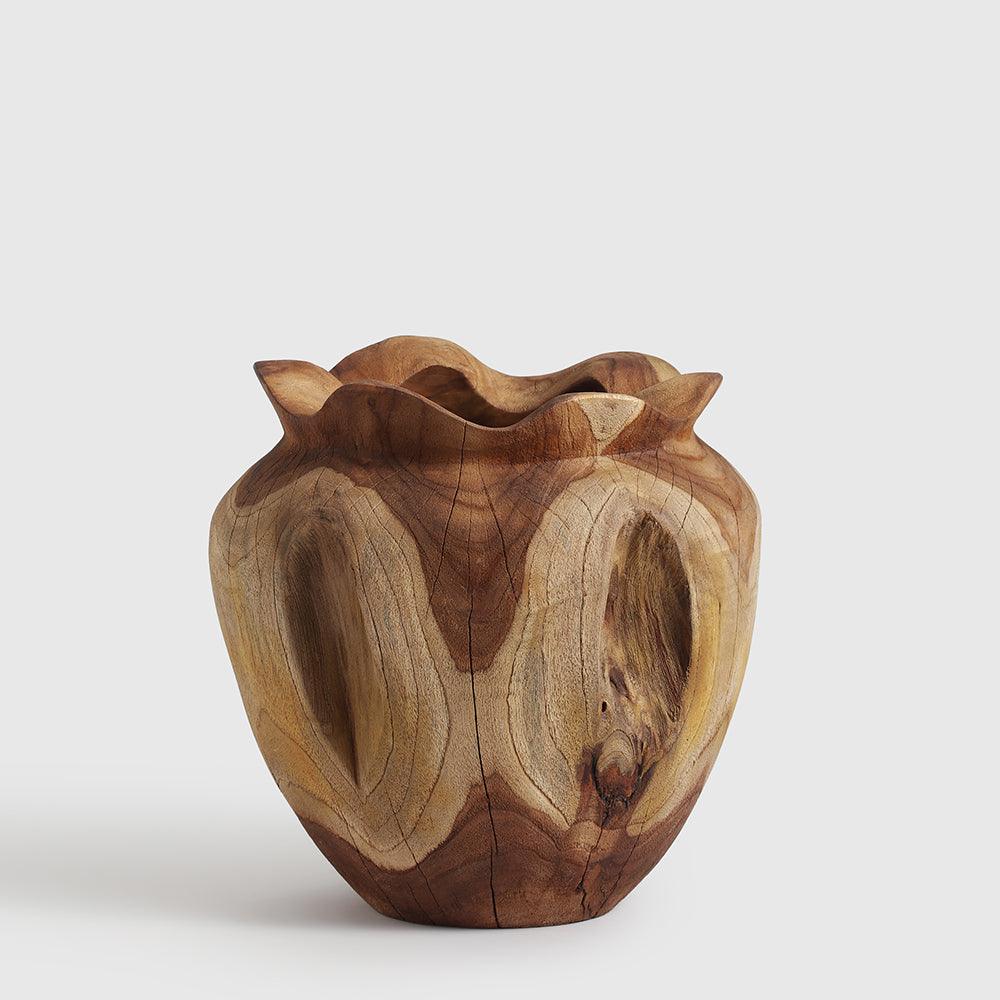Heart Teak Wood Vase