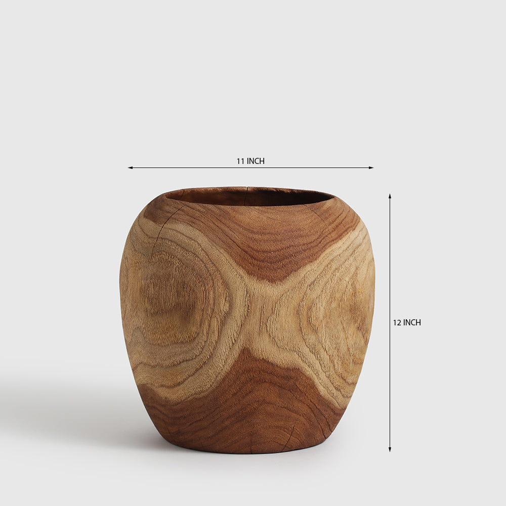Dobby Teak Wood Vase