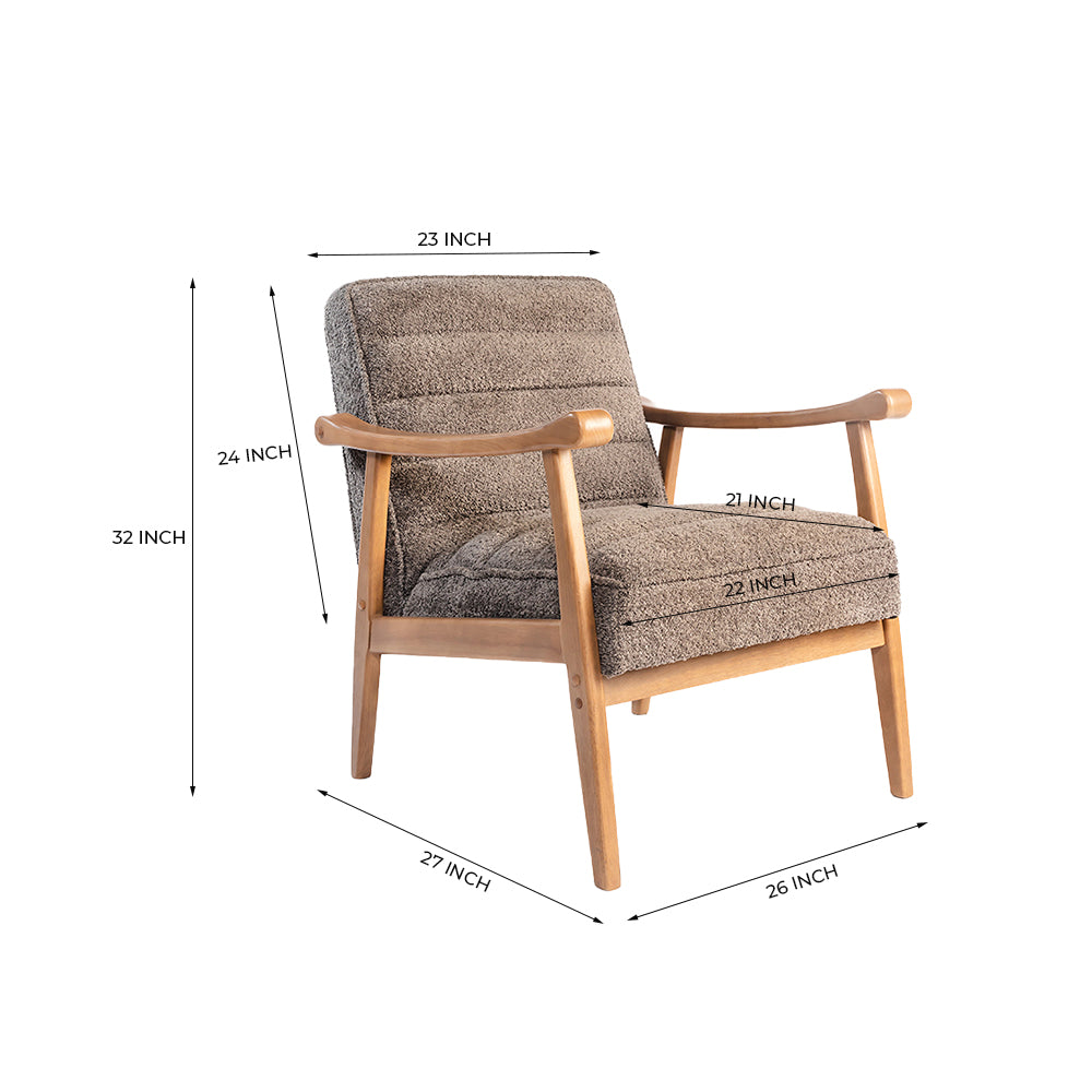 Tulsa Petal Rubberwood Armchair- Cotton