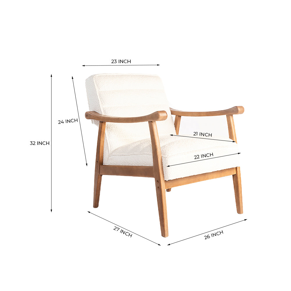 Tulsa Petal Rubberwood Armchair- Cotton