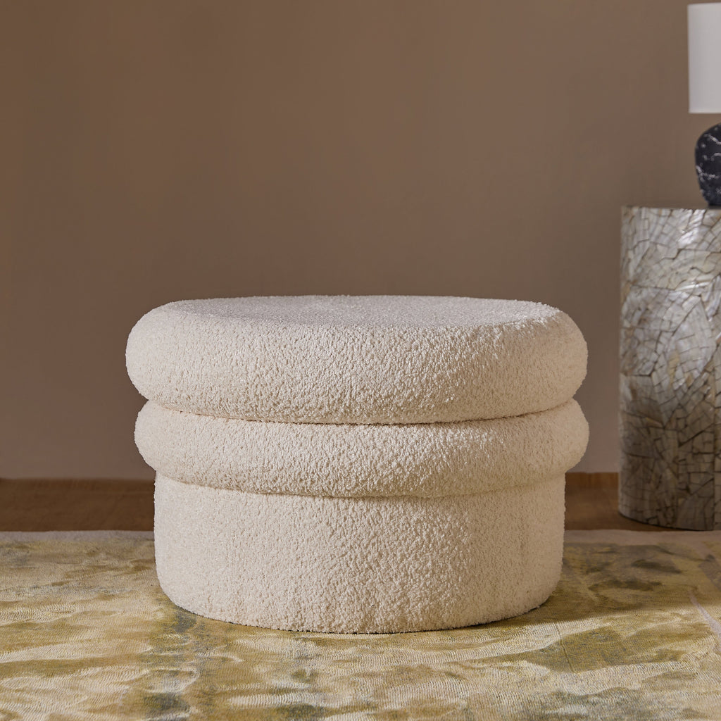 Mist Plywood Pouf- Cotton