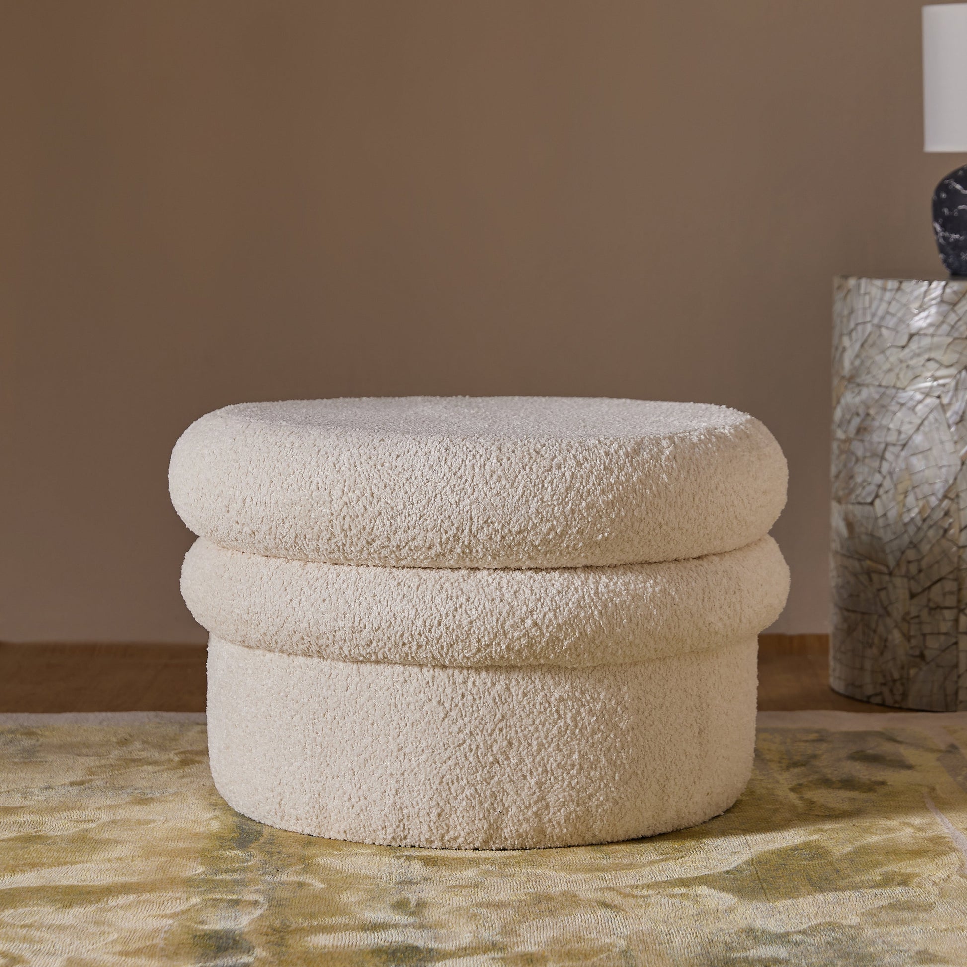 Mist Plywood Pouf- Cotton