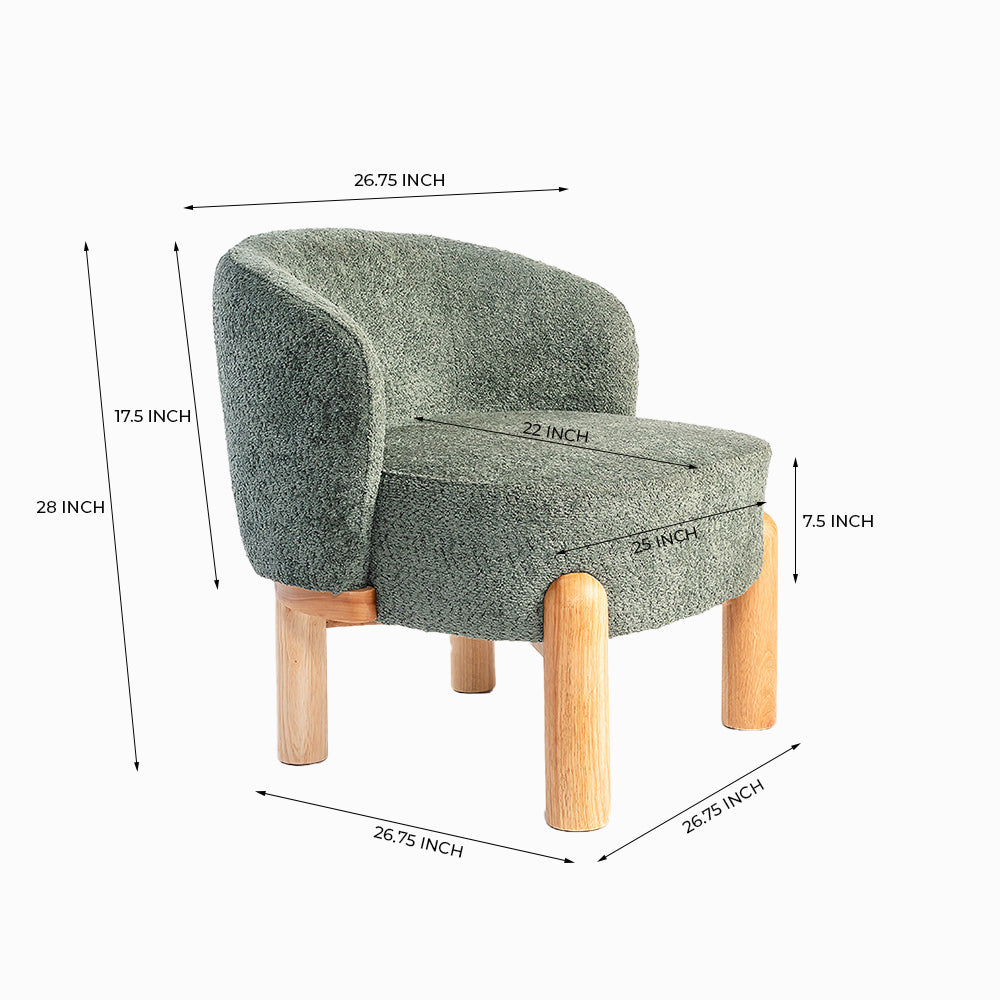 Velour Crest Chenille Wooden Armchair