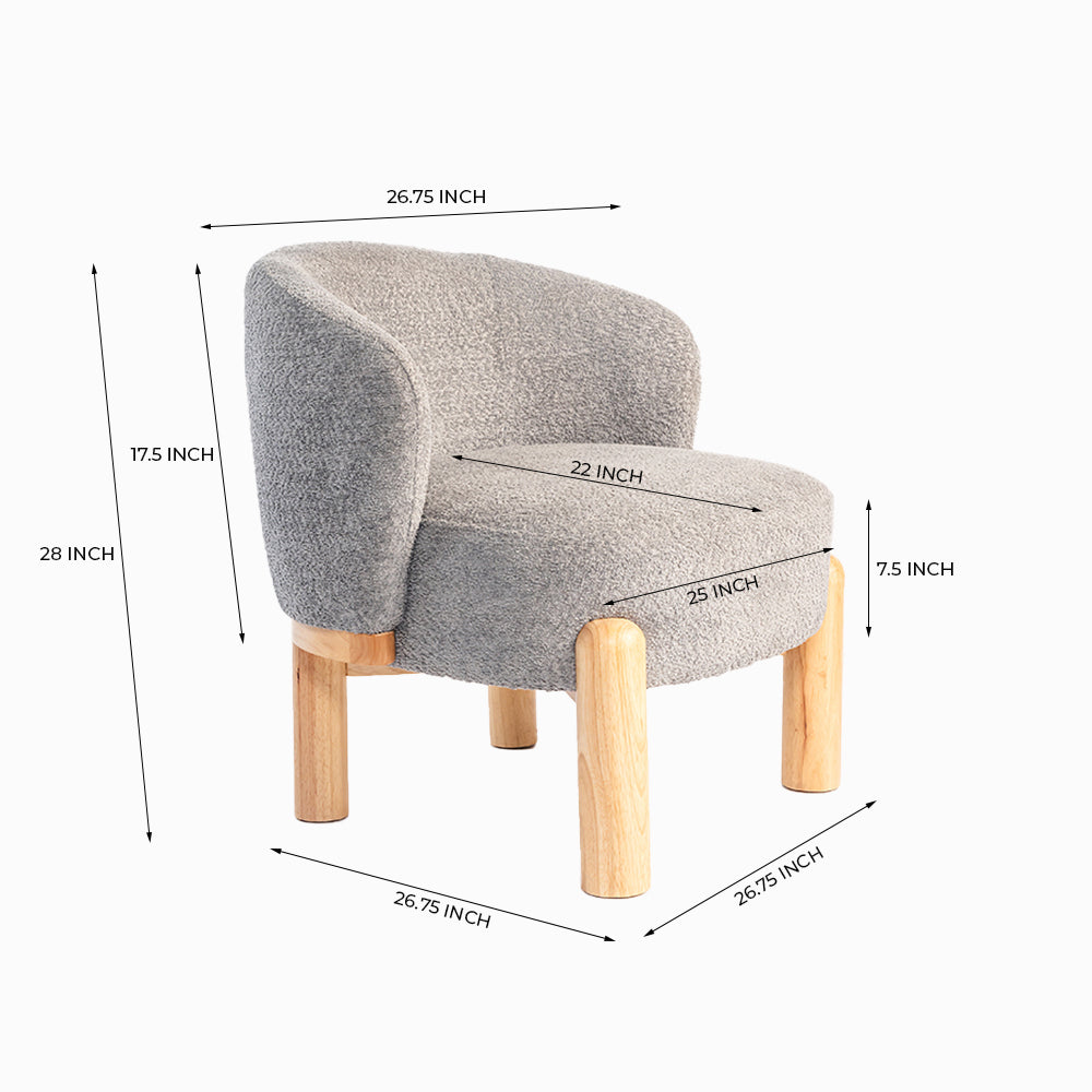 Velour Crest Chenille Wooden Armchair
