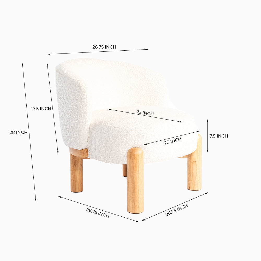 Velour Crest Chenille Wooden Armchair