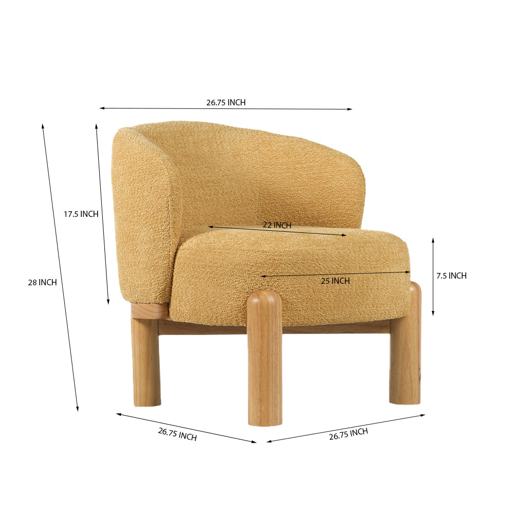 Velour Crest Chenille Wooden Armchair