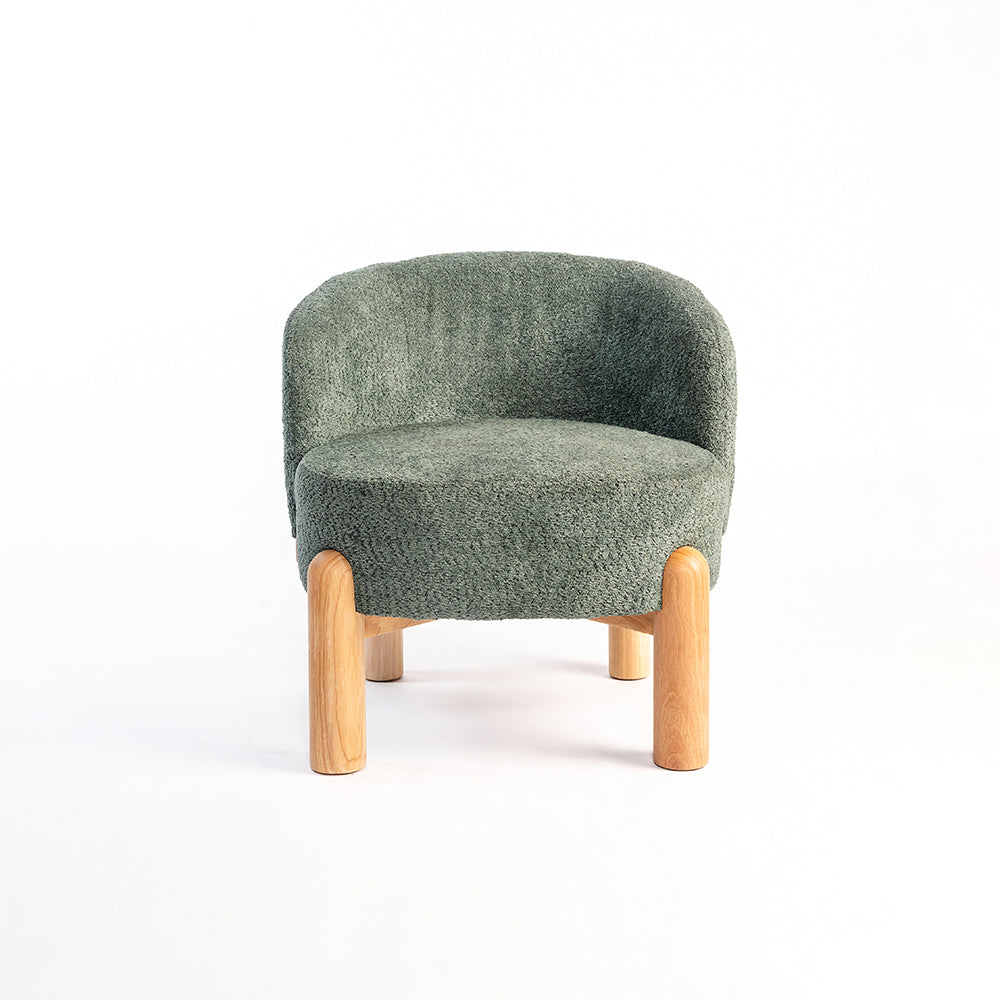 Velour Crest Chenille Wooden Armchair