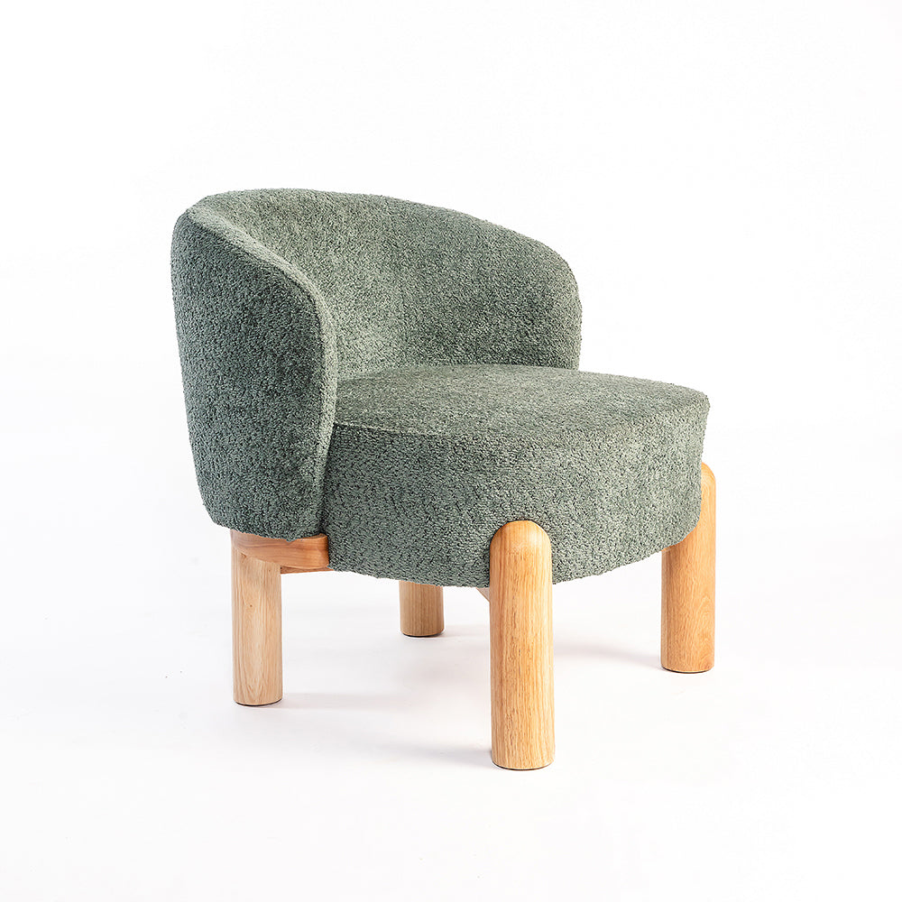 Velour Crest Chenille Wooden Armchair