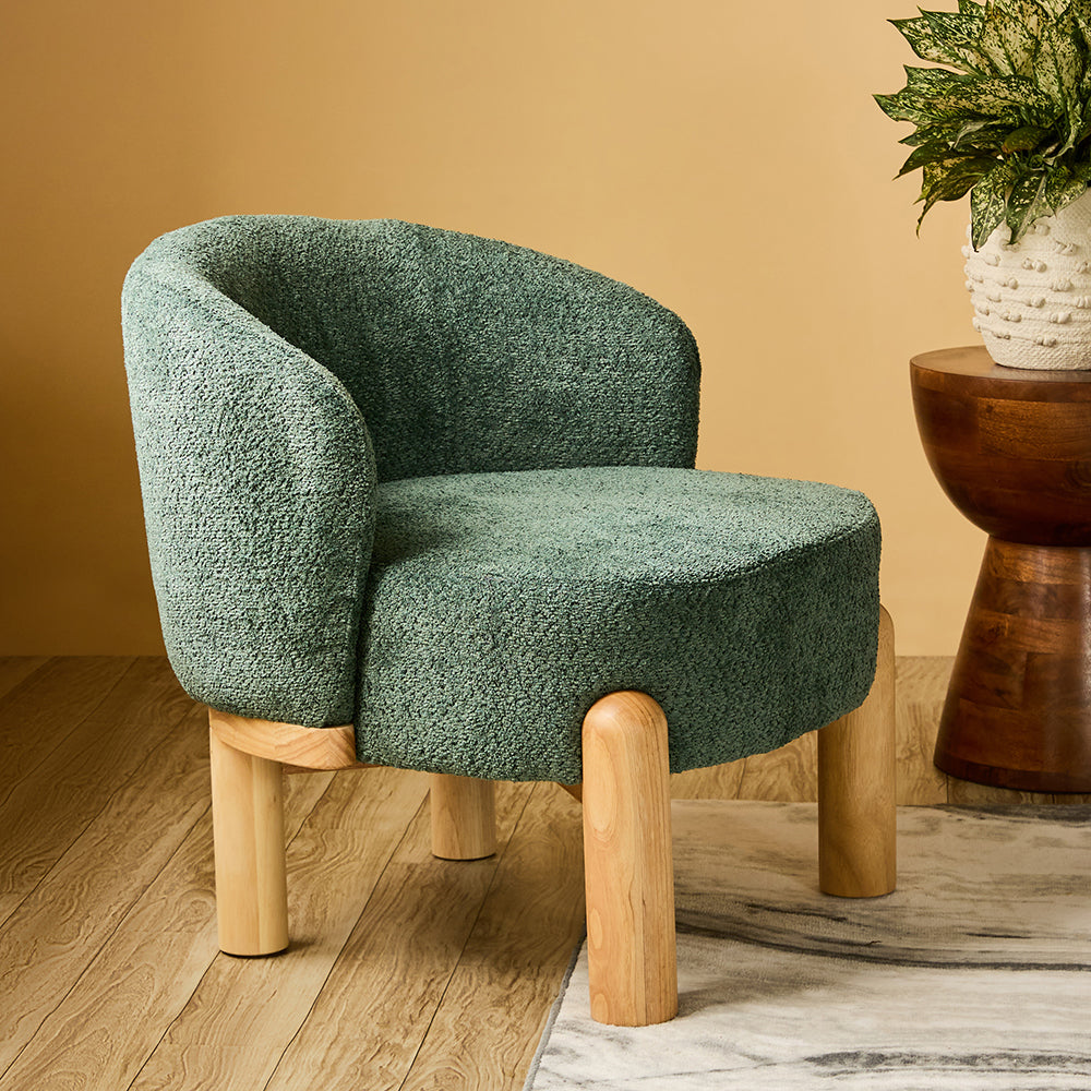 Velour Crest Chenille Wooden Armchair