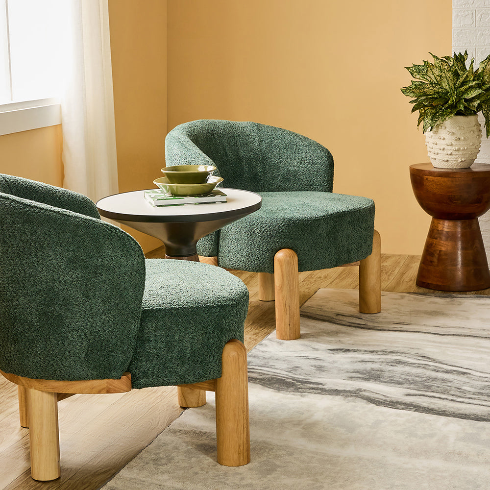 Velour Crest Chenille Wooden Armchair
