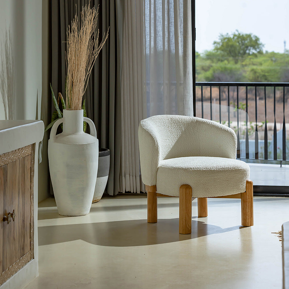 Velour Crest Chenille Wooden Armchair