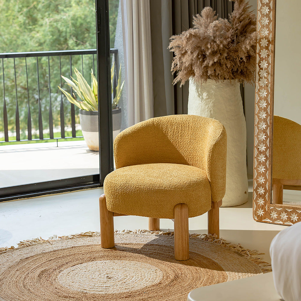 Velour Crest Chenille Wooden Armchair