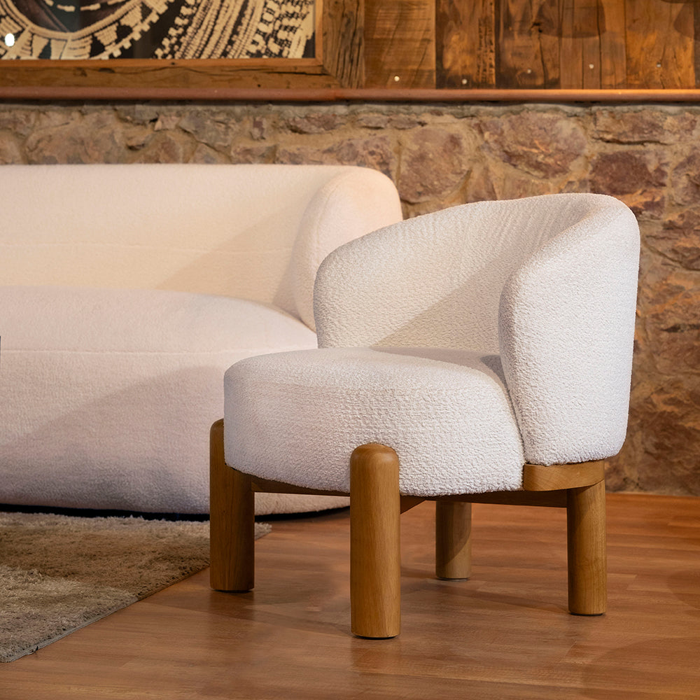 Velour Crest Chenille Wooden Armchair