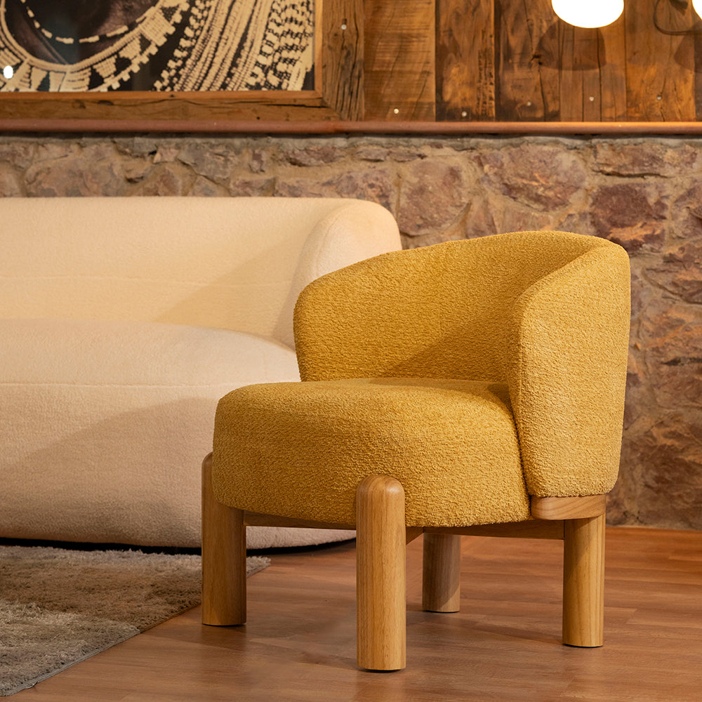 Velour Crest Chenille Wooden Armchair
