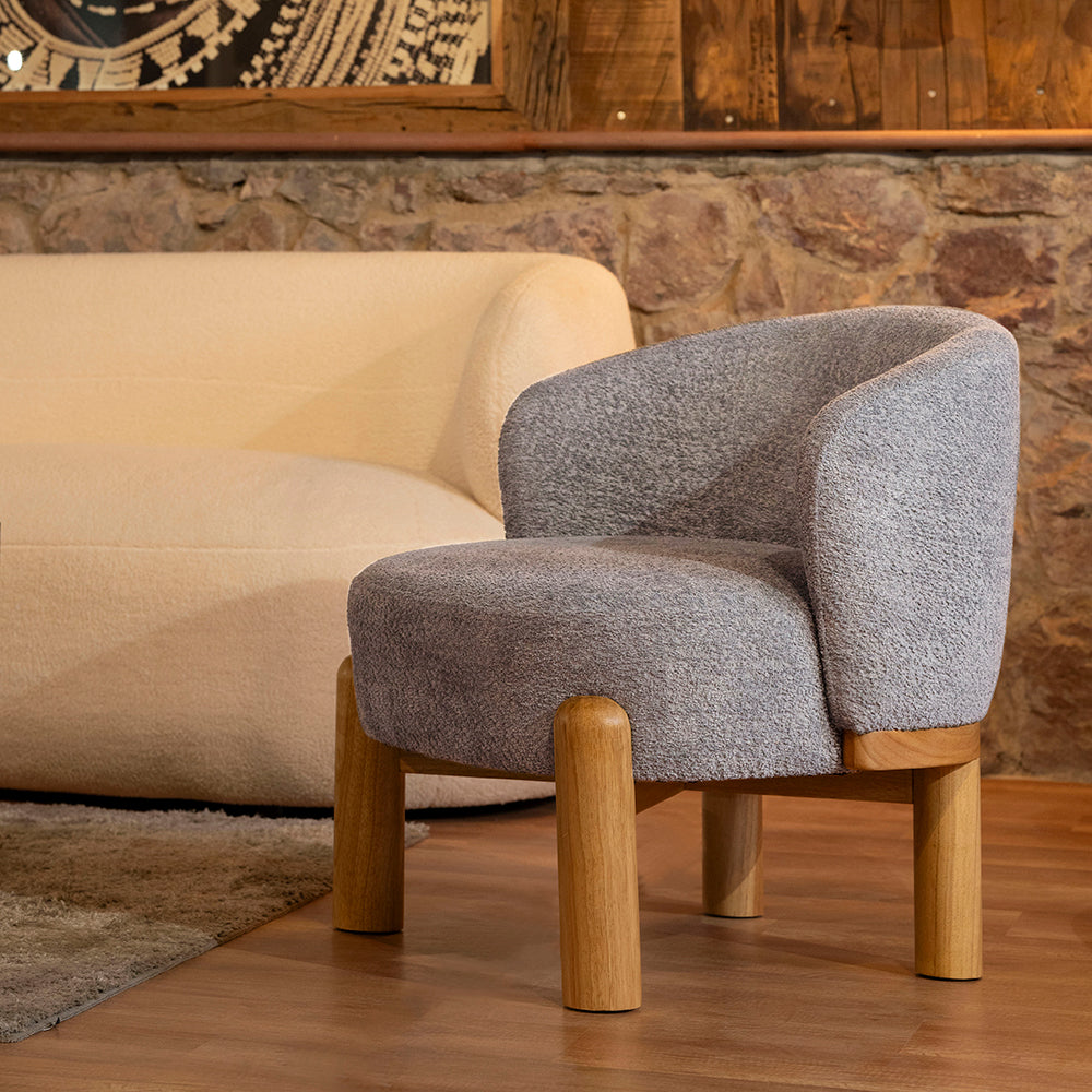 Velour Crest Chenille Wooden Armchair
