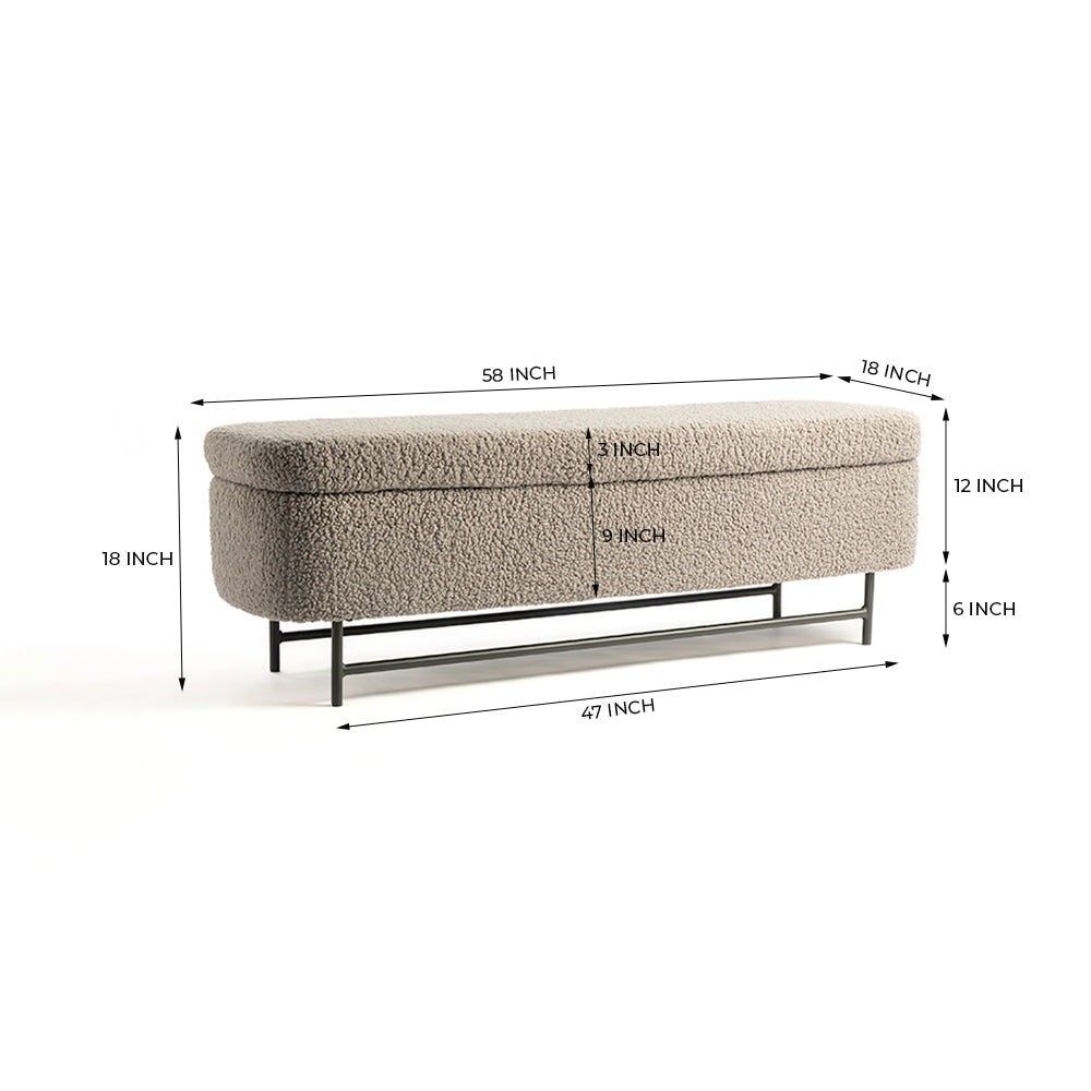Sequoia Polyester Storage Bench with Steel Legs