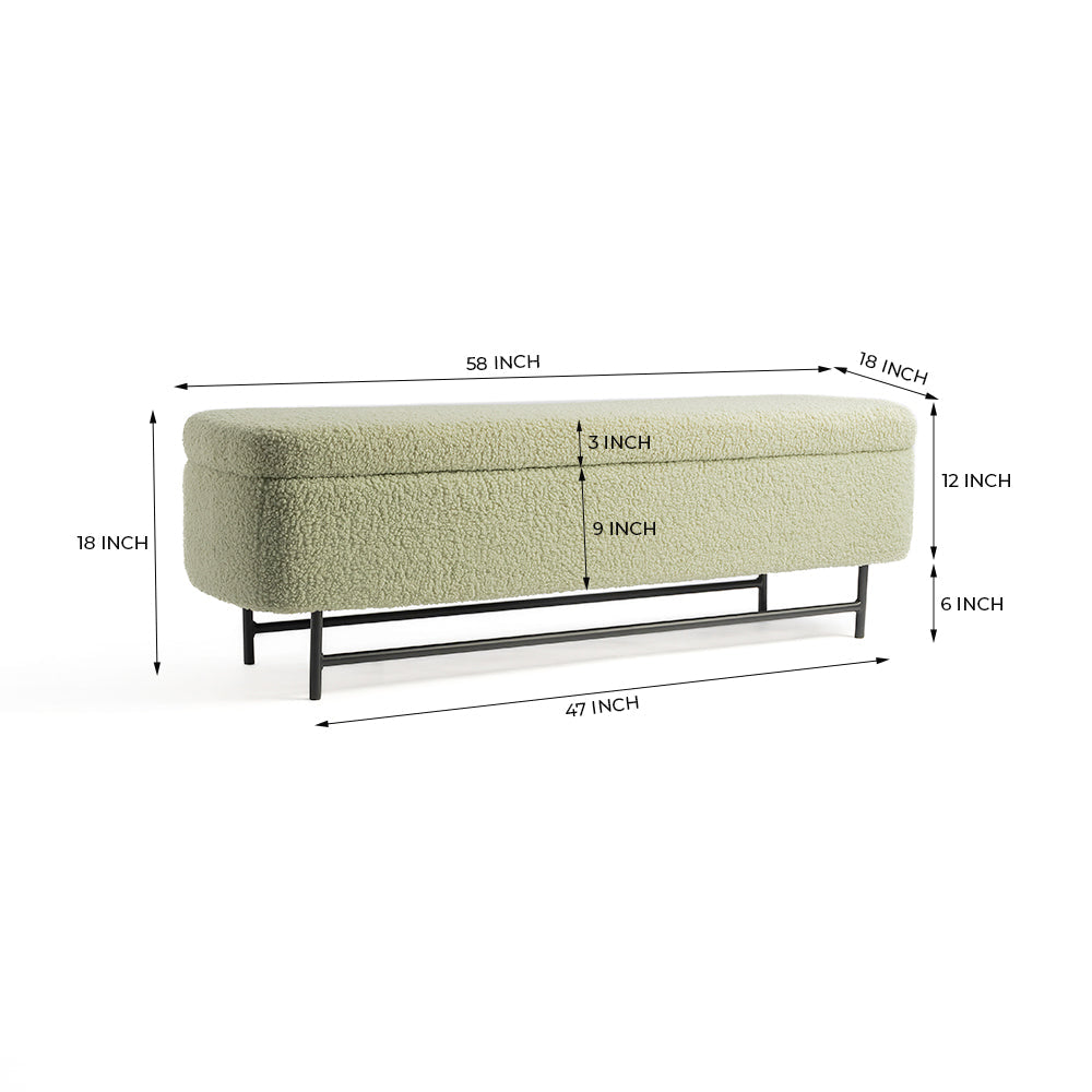 Sequoia Polyester Storage Bench with Steel Legs