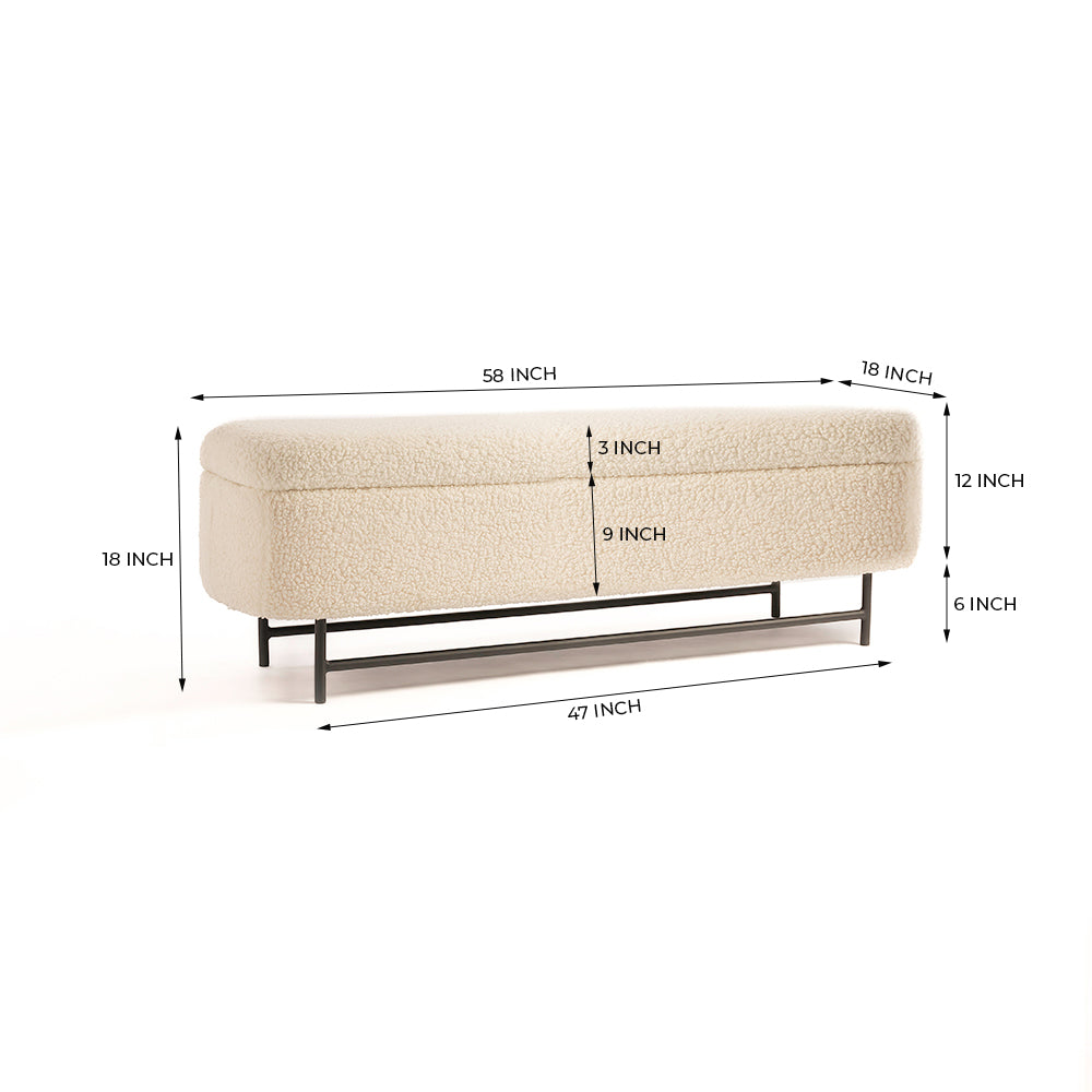 Sequoia Polyester Storage Bench with Steel Legs