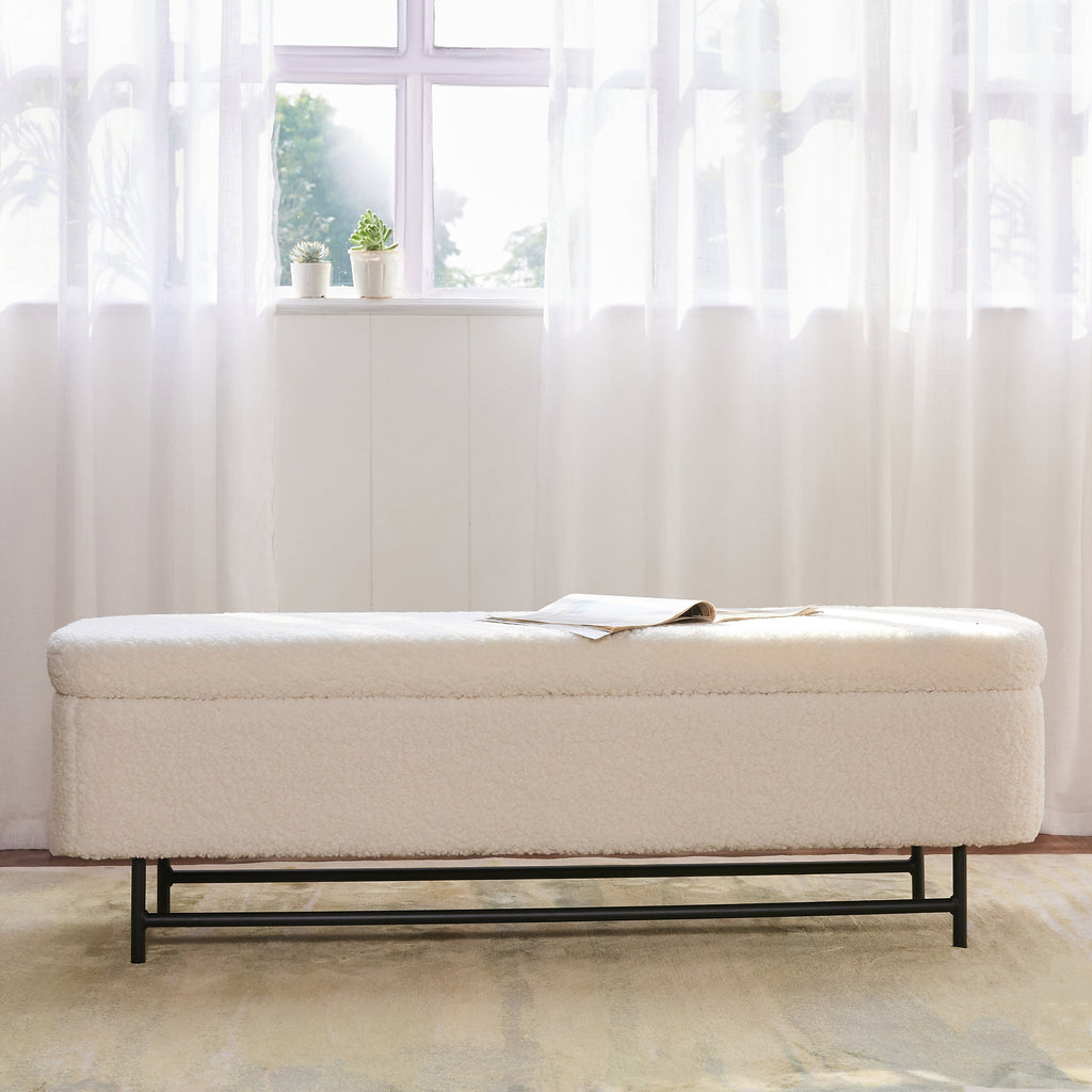 Sequoia Polyester Storage Bench with Steel Legs