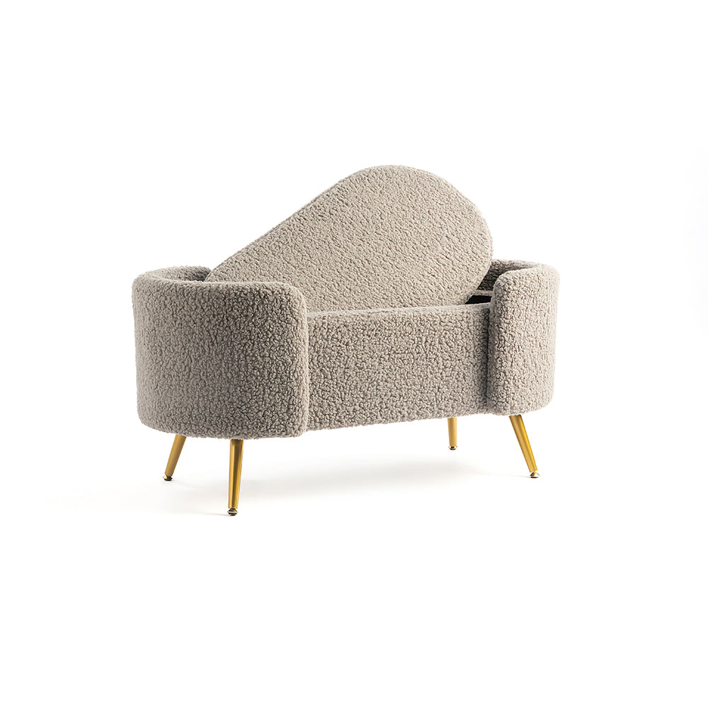 Alabaster Polyester Storage Bench With Steel Legs