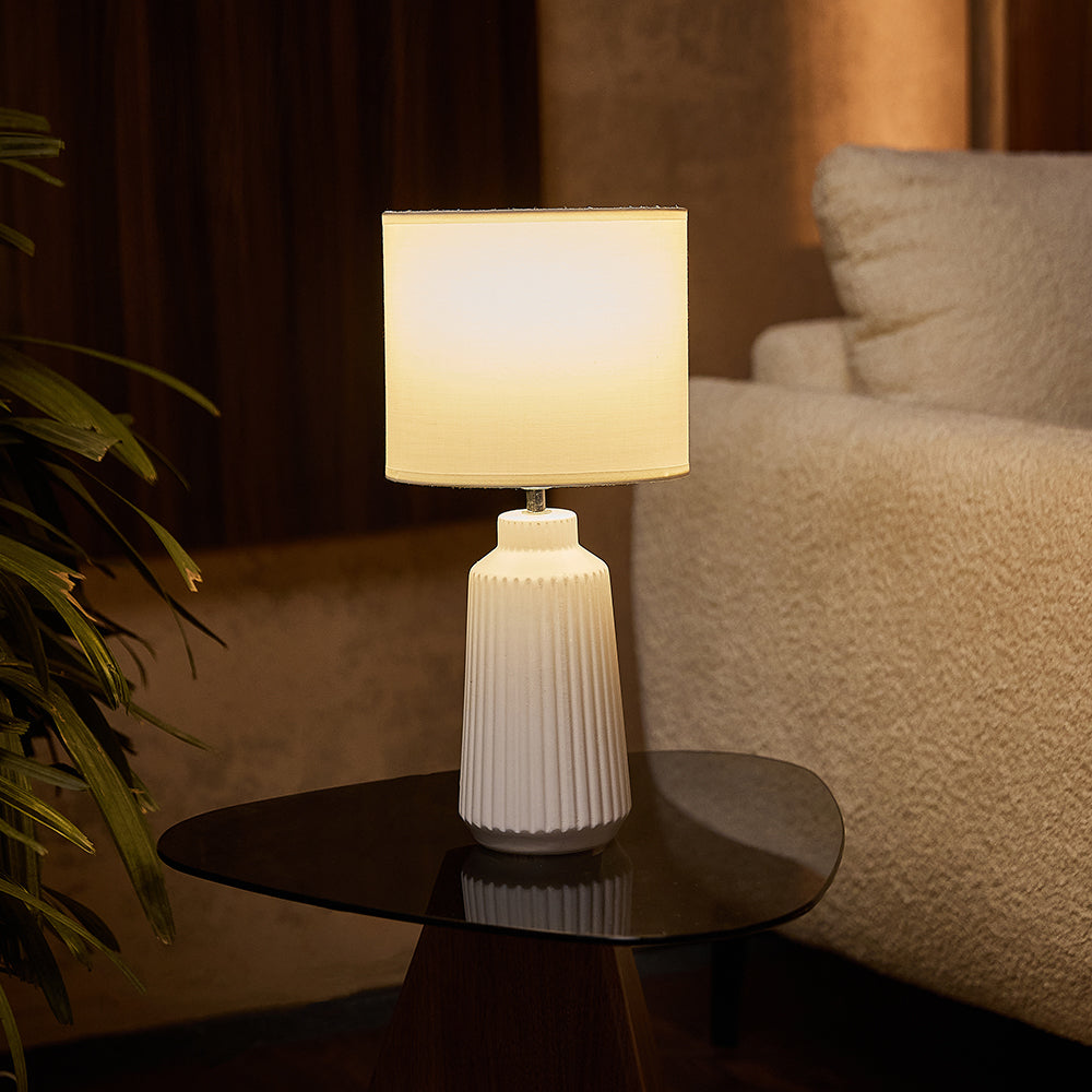 Obsedian Silk Ceramic Fabric Shade Table Lamp