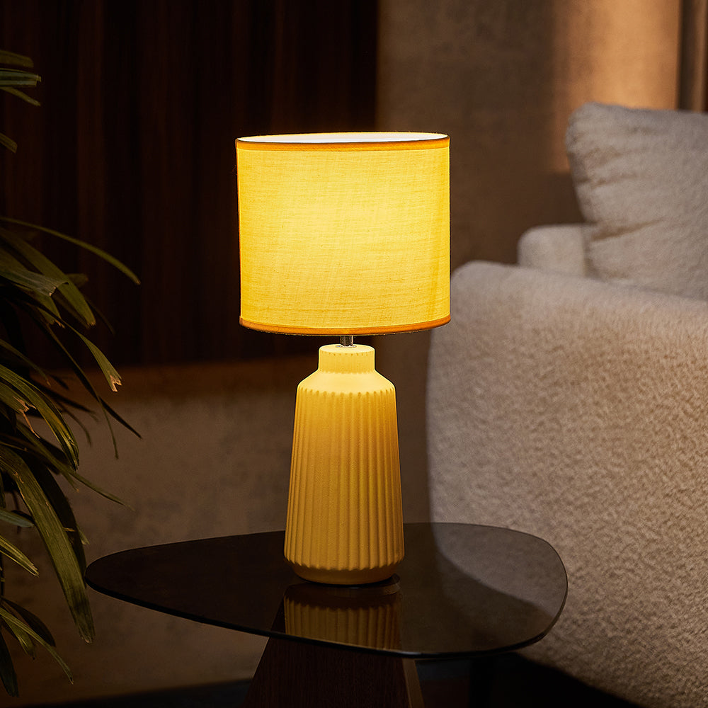 Obsedian Silk Ceramic Fabric Shade Table Lamp