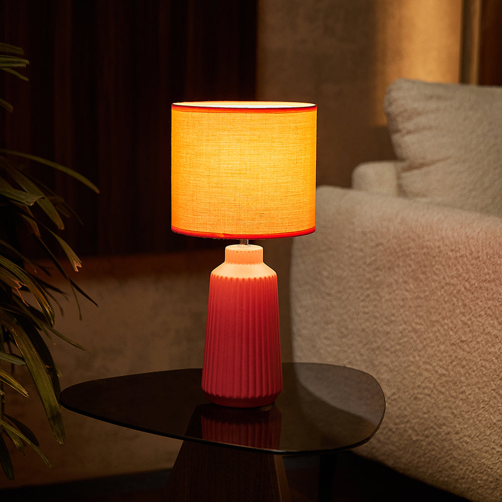 Obsedian Silk Ceramic Fabric Shade Table Lamp