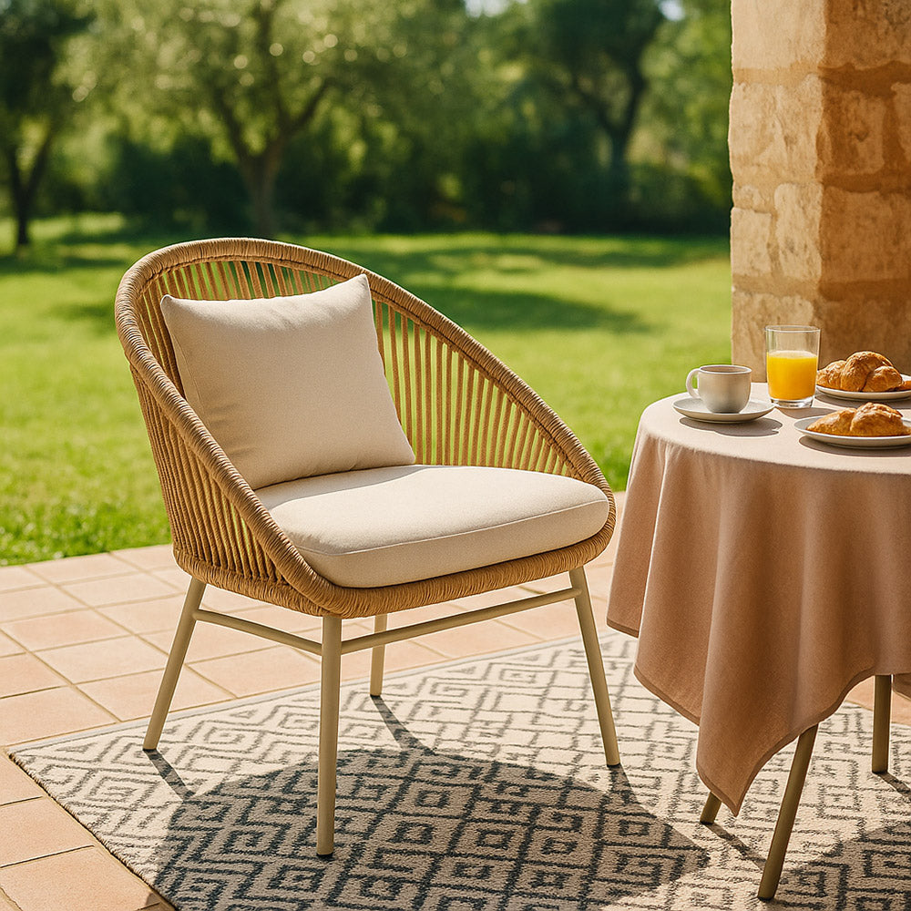Mott Rattan Chair with Giza Cotton cushion