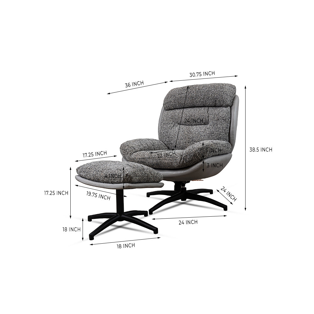 Allman Cotton Chair with ottoman