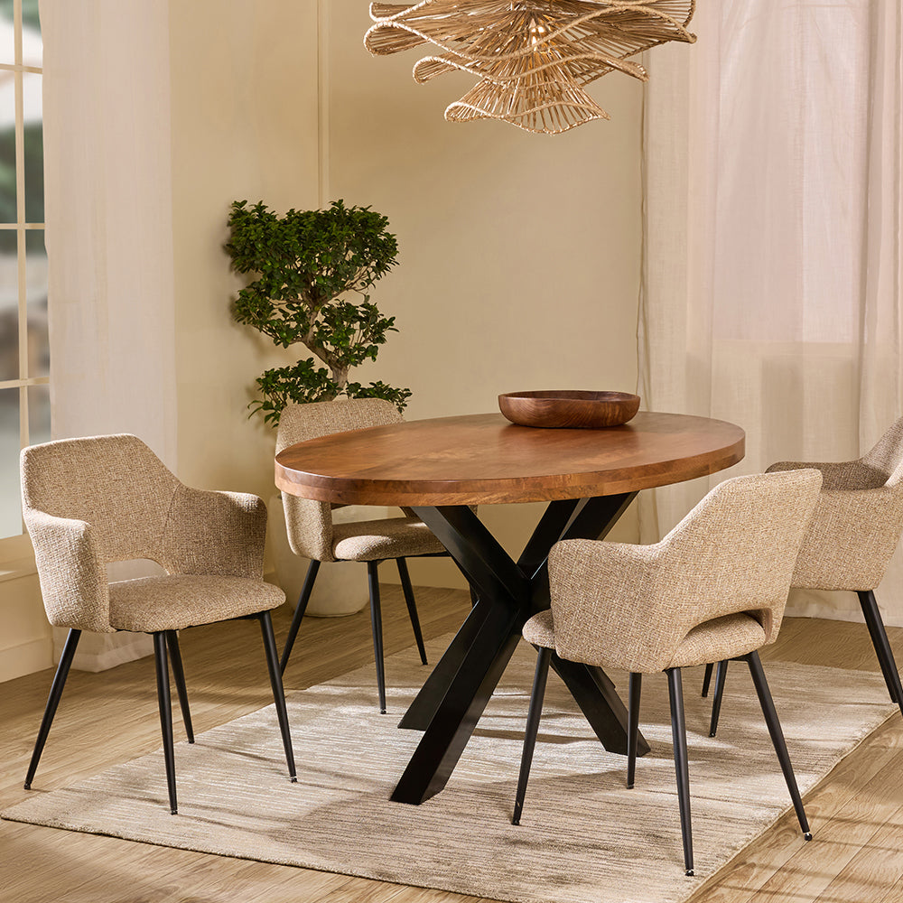 Xerone Wooden 6 Seater Dining Table with Iron