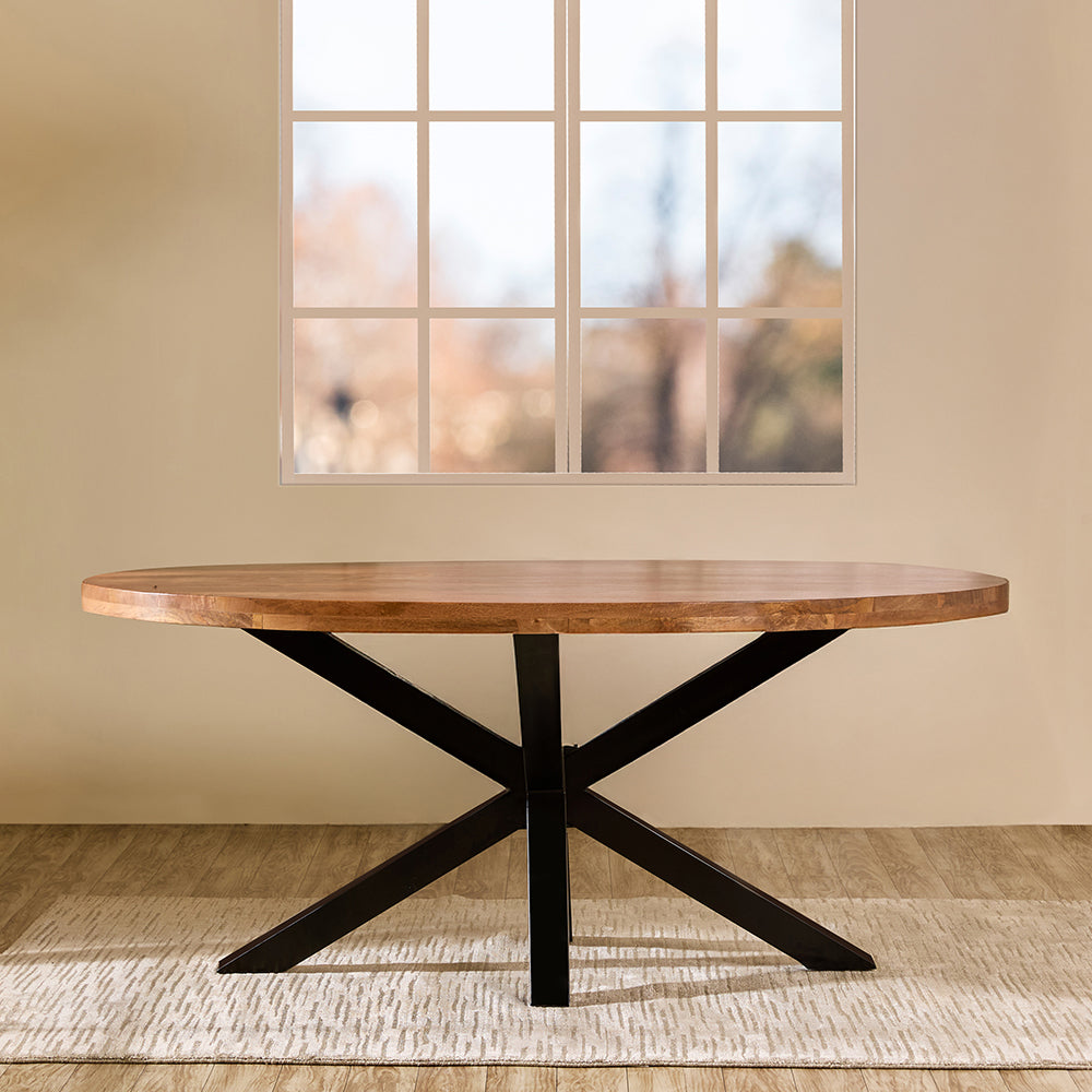 Xerone Wooden 6 Seater Dining Table with Iron