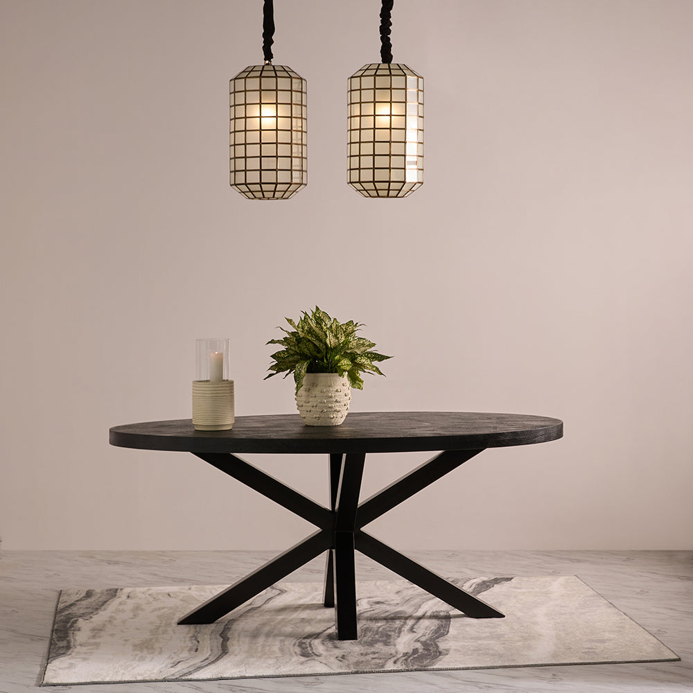 Xerone Wooden 6 Seater Dining Table with Iron