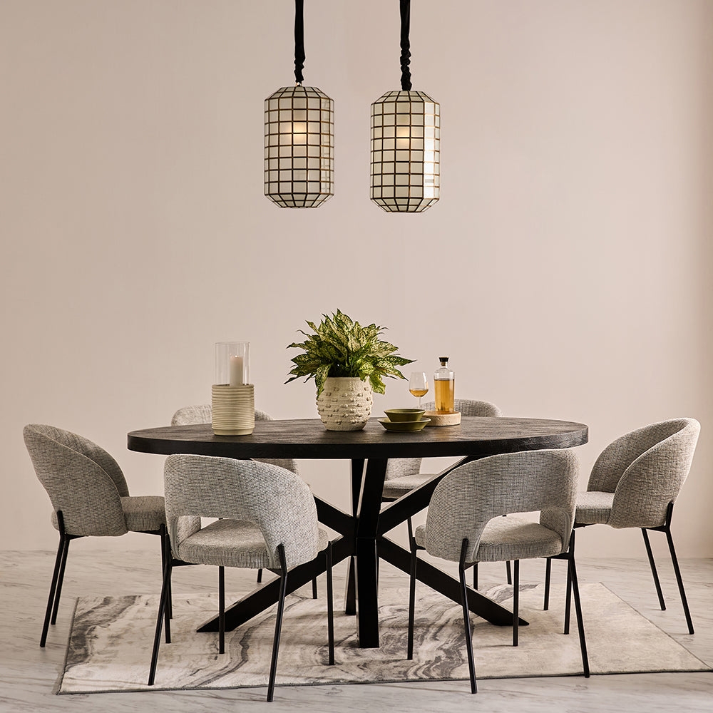 Xerone Wooden 6 Seater Dining Table with Iron