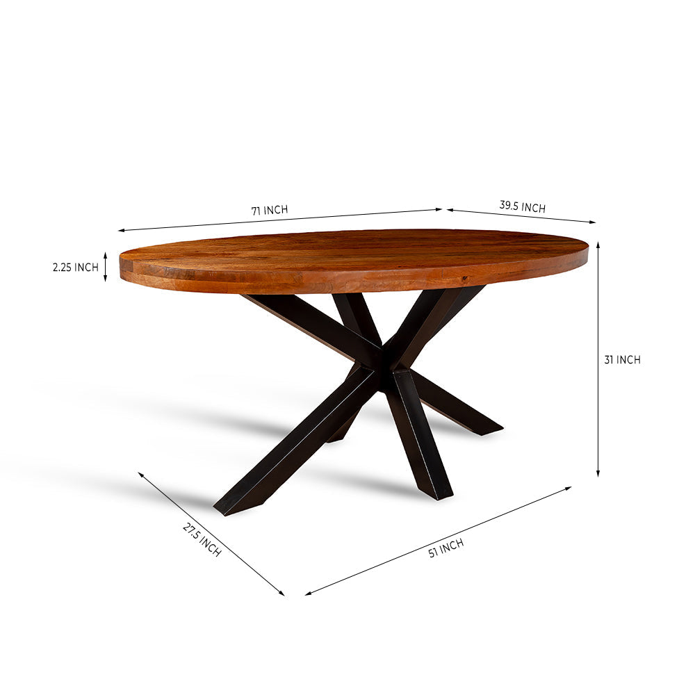 Xerone Wooden 6 Seater Dining Table with Iron