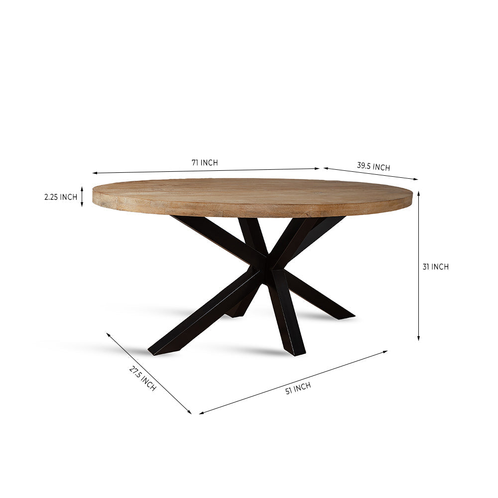Xerone Wooden 6 Seater Dining Table with Iron