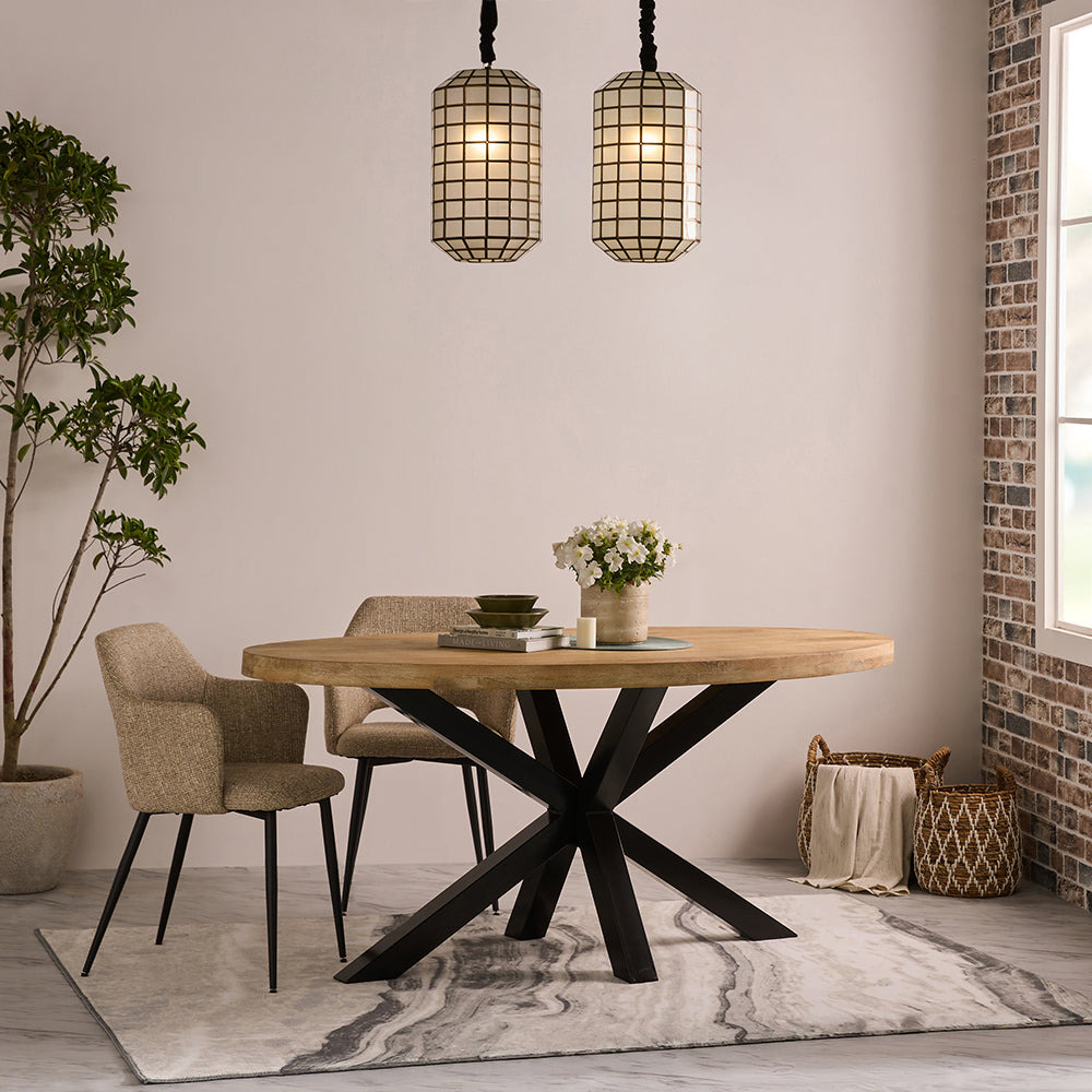 Xerone Wooden 6 Seater Dining Table with Iron