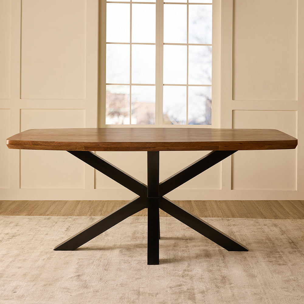 Crispio Wooden 6 Seater Dining Table with Iron