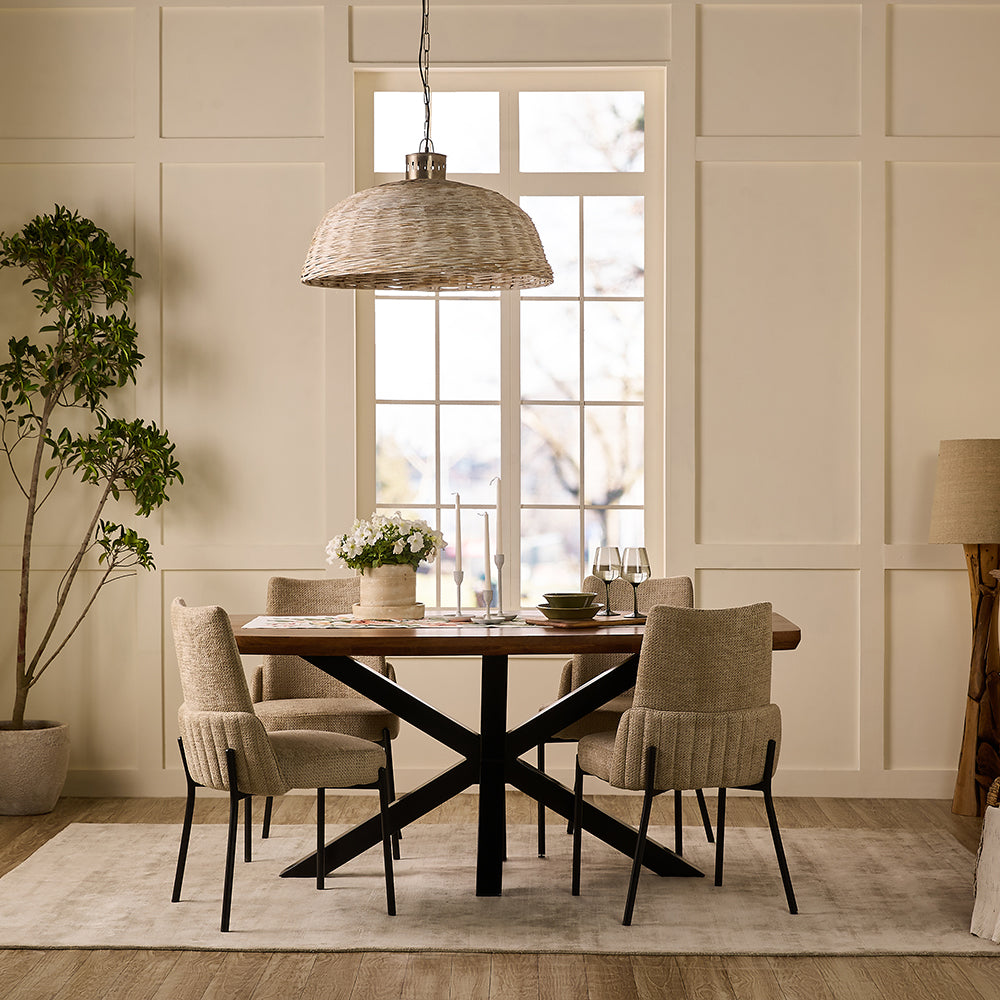 Crispio Wooden 6 Seater Dining Table with Iron