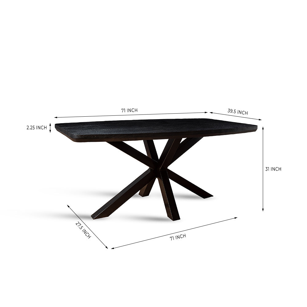Crispio Wooden 6 Seater Dining Table with Iron