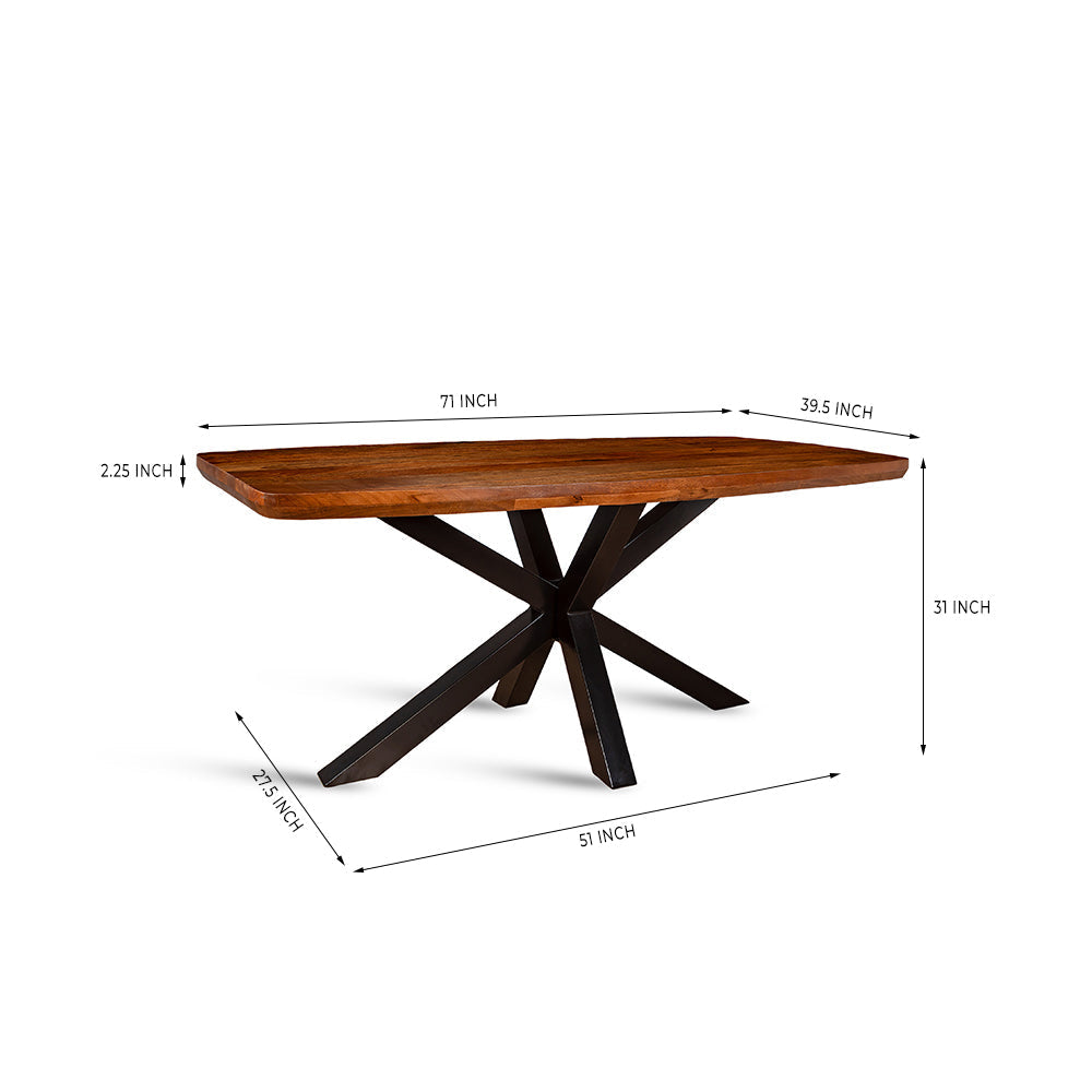 Crispio Wooden 6 Seater Dining Table with Iron