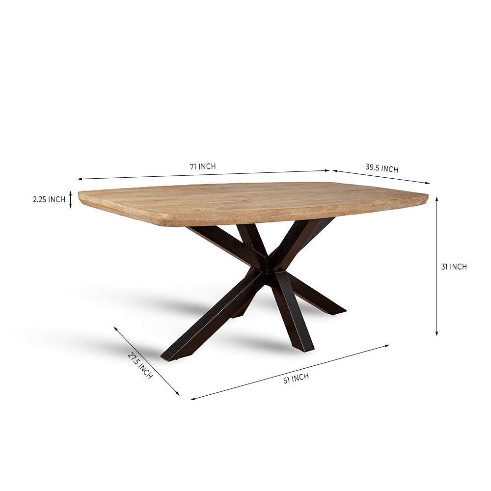 Crispio Wooden 6 Seater Dining Table with Iron
