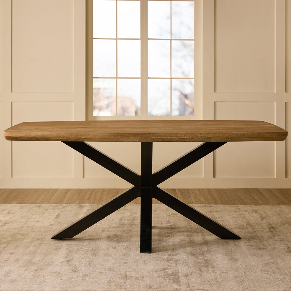 Crispio Wooden 6 Seater Dining Table with Iron