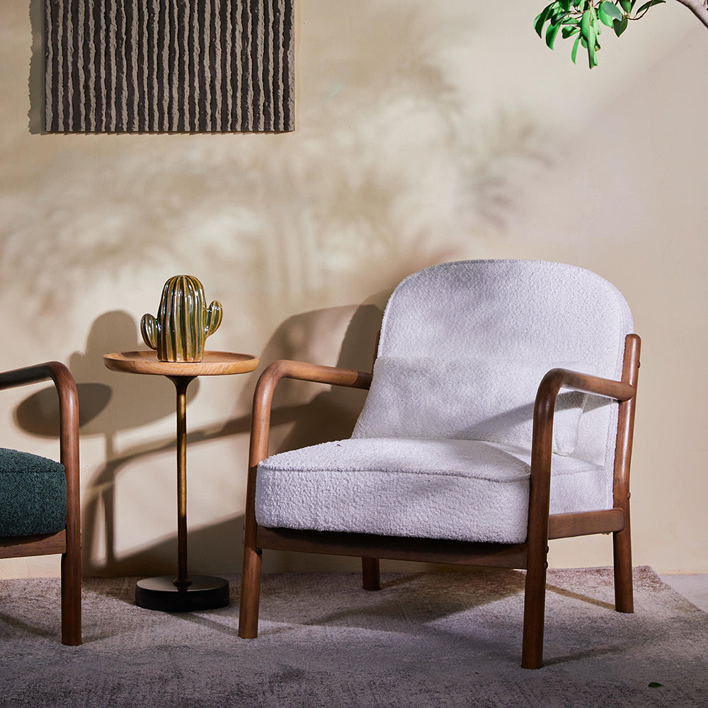 Dew Nostalgia Rubberwood Armchair- Cotton