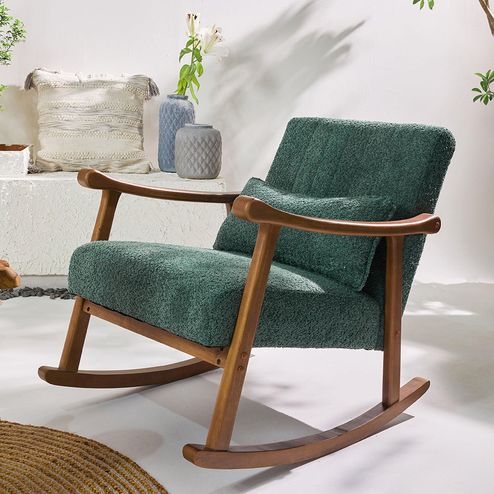 Margaret Rubberwood Rocking Chair- Cotton