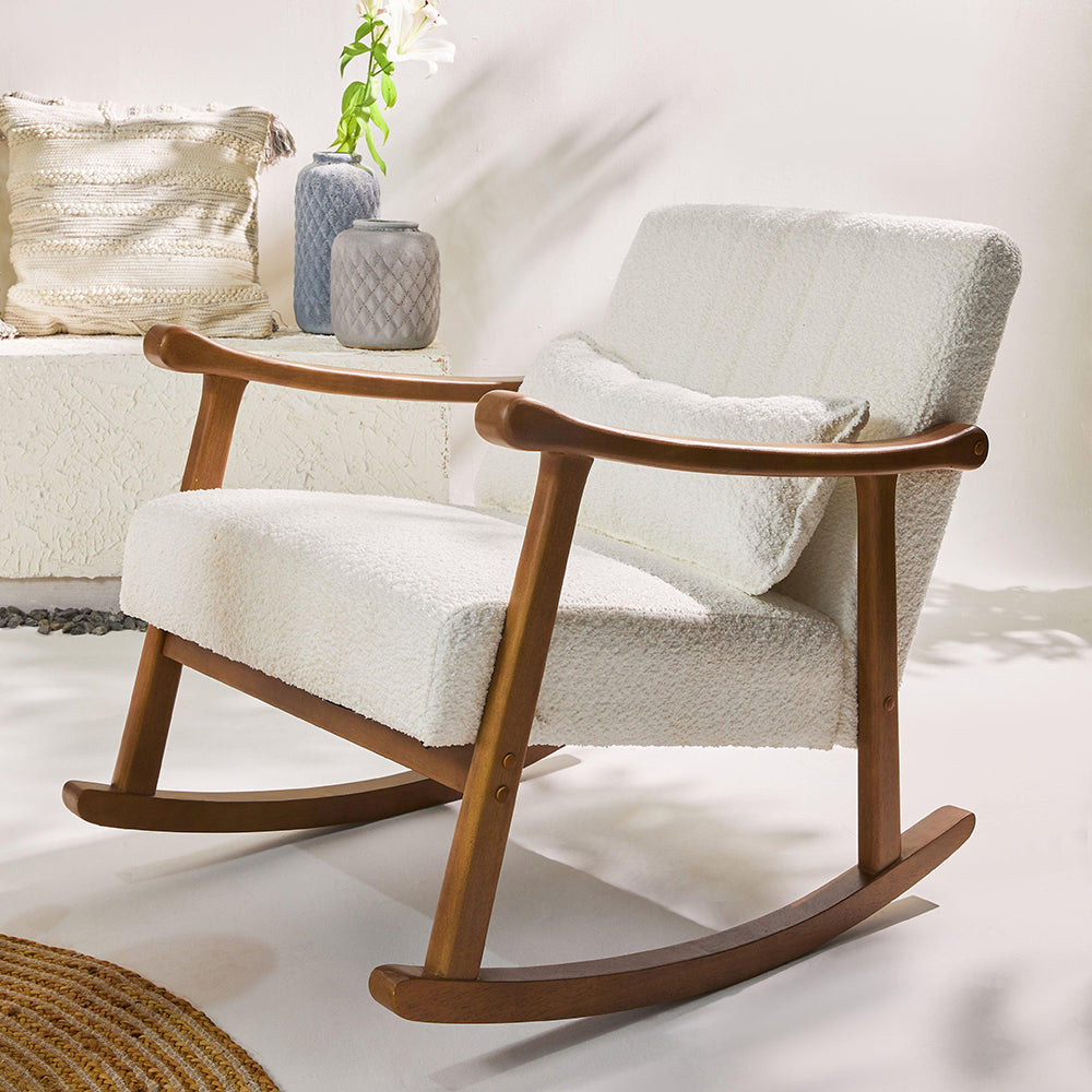Margaret Rubberwood Rocking Chair- Cotton