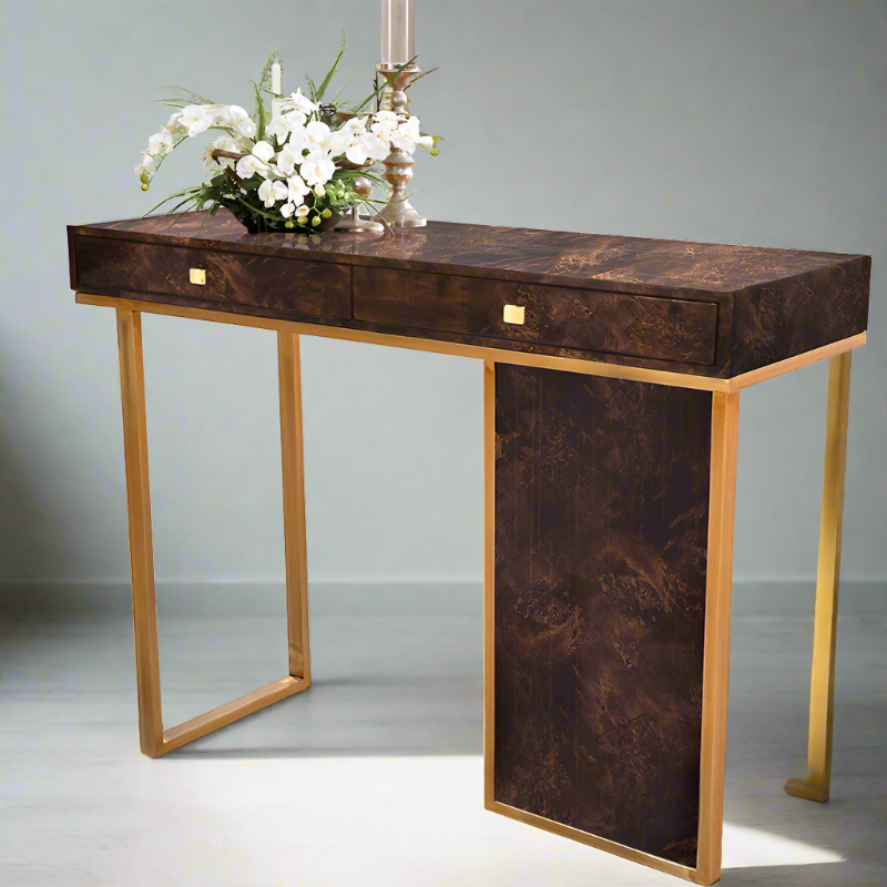 Camilia Burnt Veneer Gold Lux Console