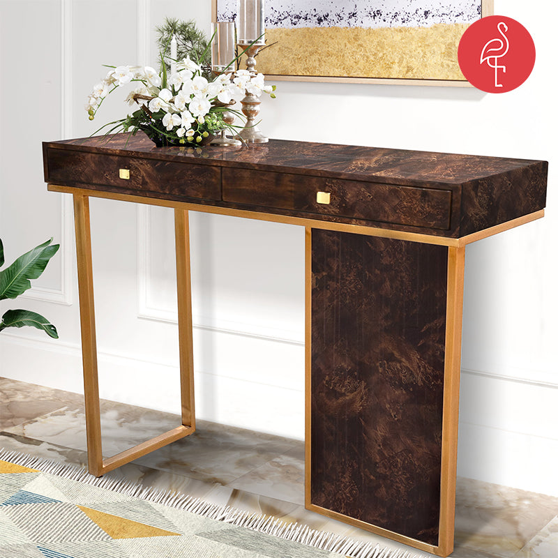 Camilia Burnt Veneer Gold Lux Console
