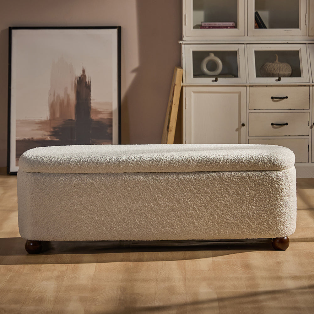 Mavis Cotton Bench with Wood